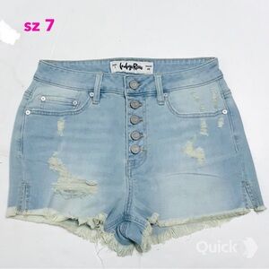 sz 7 - New Indigo Reign Juniors' Cut-Off Denim Shorts